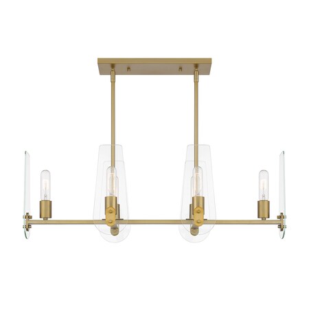 Designers Fountain Bergen Beach 60 Watt 6 Light Brushed Gold Pendant with Clear Glass Shades D256M-IS-BG